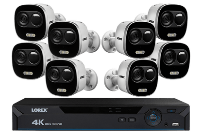 4K Ultra HD IP NVR System with 8 Active Deterrence Security Cameras, 130ft Night Vision