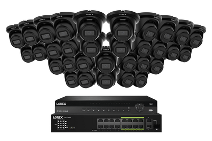 Lorex Pro Series 4K 32 Camera Capable 8TB Wired NVR System with 4MP (2K) A4 IP Turret Cameras - Black 32