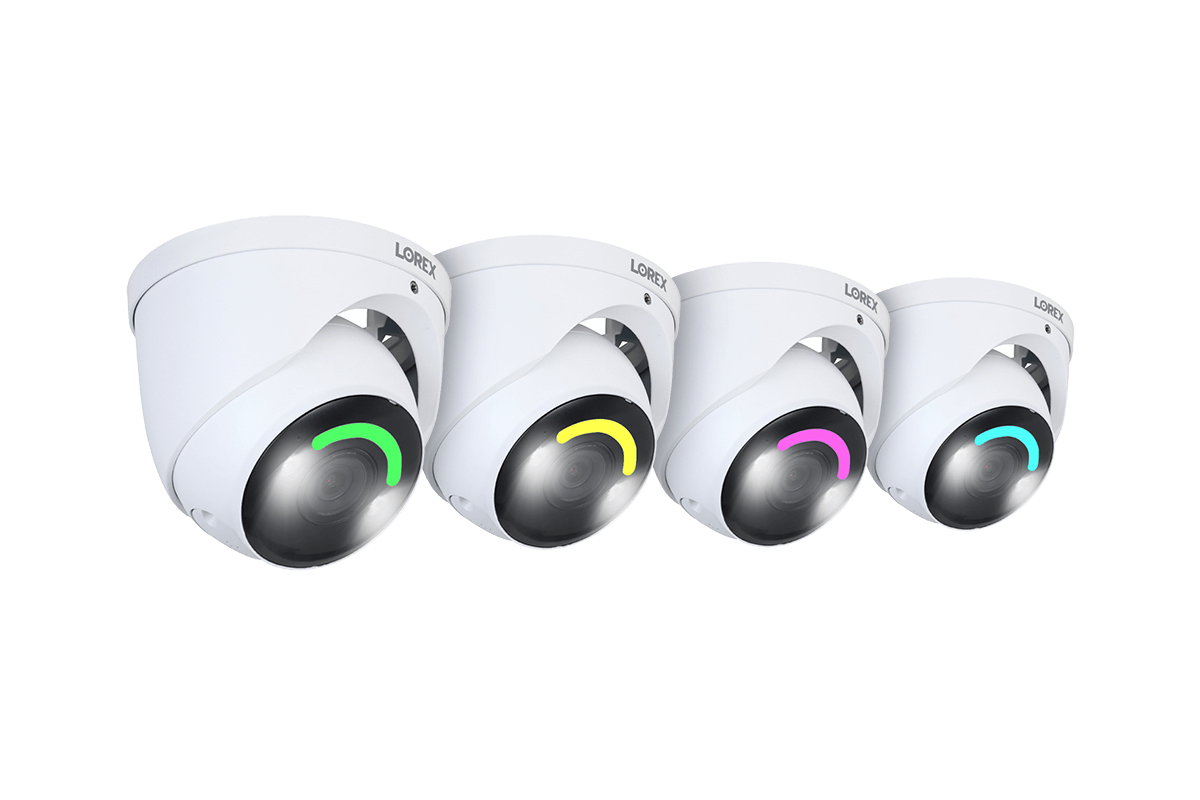 Lorex 4K Smart Security Lighting Deterrence Dome AI PoE IP Wired Camera - White (4-pack)