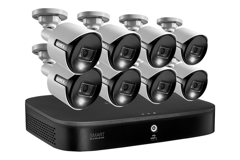 4K Ultra HD Security System with 16-Channel DVR and Eight 4K (8MP) Active Deterrence Cameras featuring Smart Motion Detection and Smart Home Voice Control