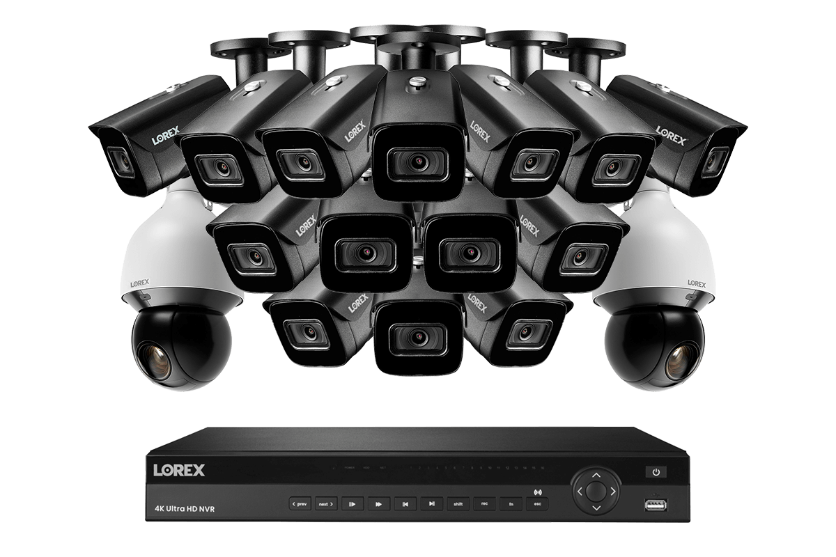 Lorex 4K 16-Channel 3TB Wired NVR System with 14 Nocturnal 3 Smart Cameras and 2 PTZ Cameras
