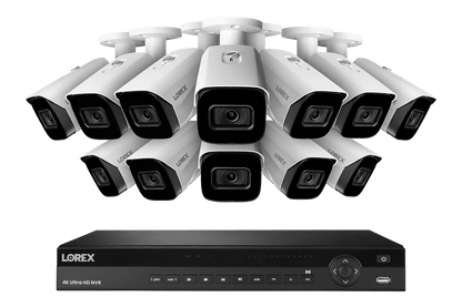 Lorex 4K (16 Camera Capable) 4TB Wired NVR System with Nocturnal 3 Smart IP Bullet Cameras with Listen-In Audio and 30FPS