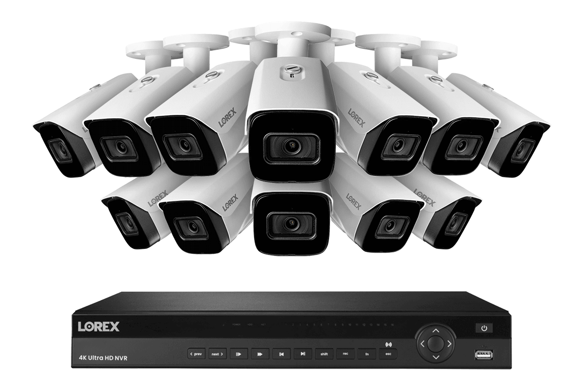 Lorex 4K (16 Camera Capable) 4TB Wired NVR System with Nocturnal 3 Smart IP Bullet Cameras with Listen-In Audio and 30FPS