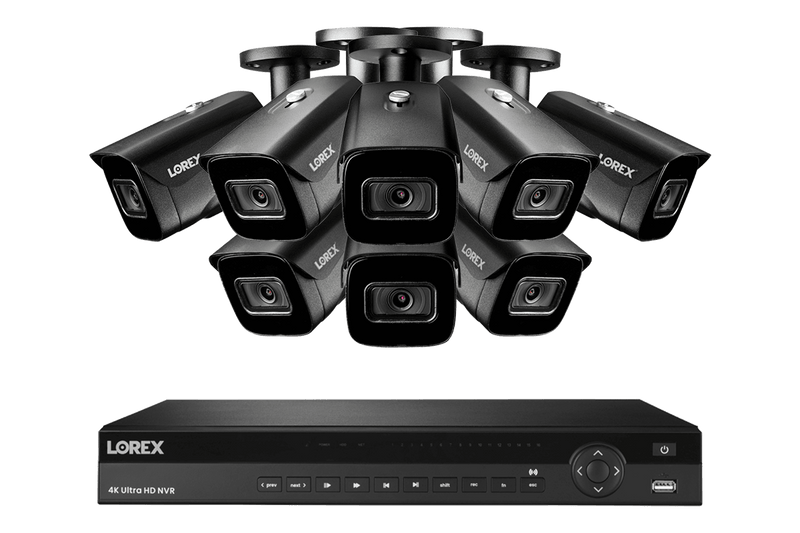 16-Channel Nocturnal NVR System with Eight 4K (8MP) Smart IP Security Cameras with Real-Time 30FPS Recording and Listen-in Audio