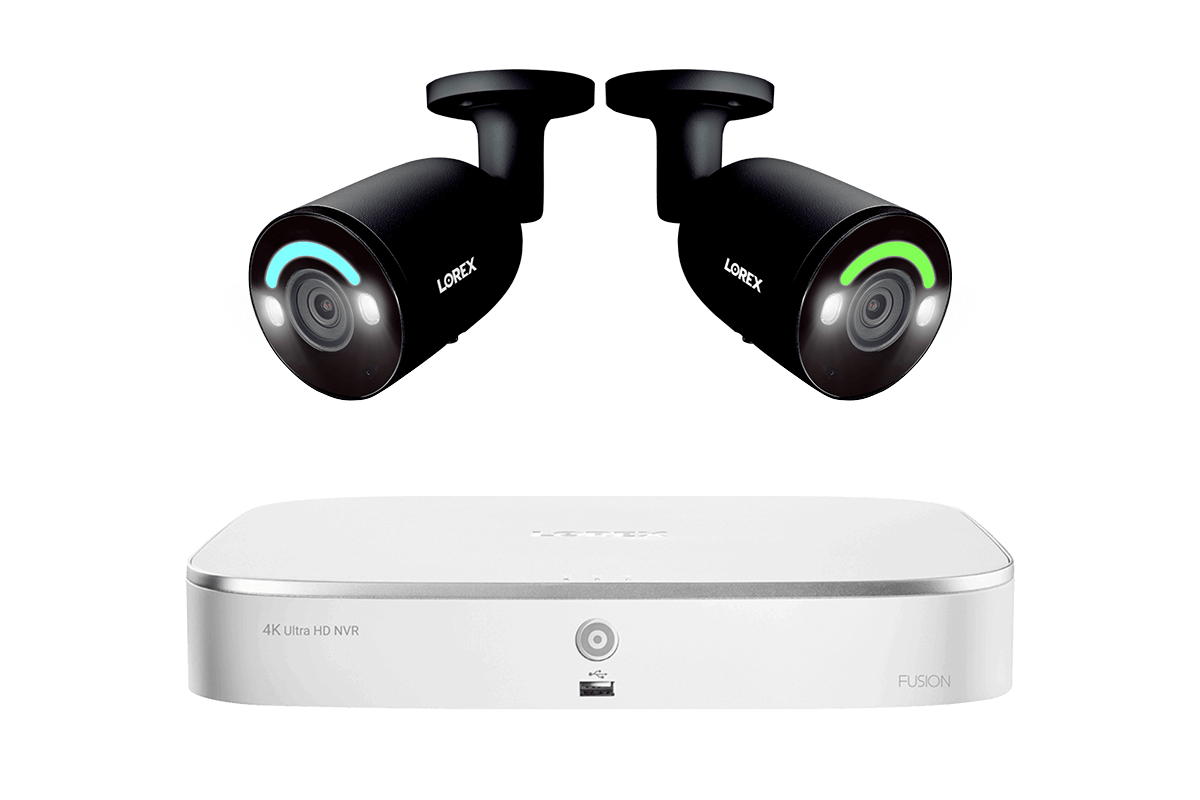Lorex Fusion 4K 16 Camera Capable (8 Wired and 8 Wi-Fi) 2TB Wired NVR System with Bullet AI PoE Cameras Featuring Smart Security Lighting