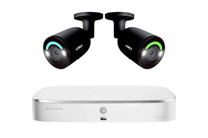 Lorex Fusion 4K 16 Camera Capable (8 Wired and 8 Wi-Fi) 2TB Wired NVR System with Bullet AI PoE Cameras Featuring Smart Security Lighting