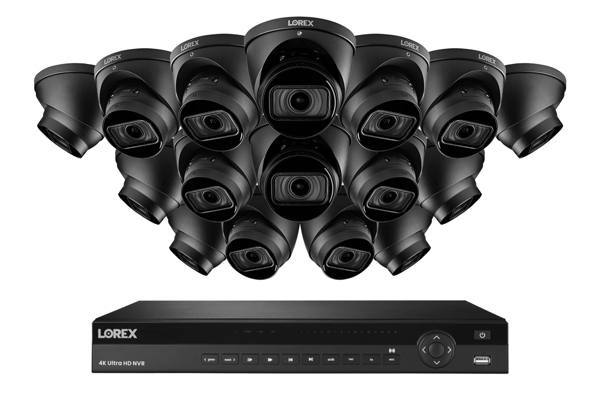 16-Channel Nocturnal NVR System with Sixteen 4K (8MP) Smart IP Optical Zoom Dome Security Cameras with Real-Time 30FPS Recording and Listen-in Audio