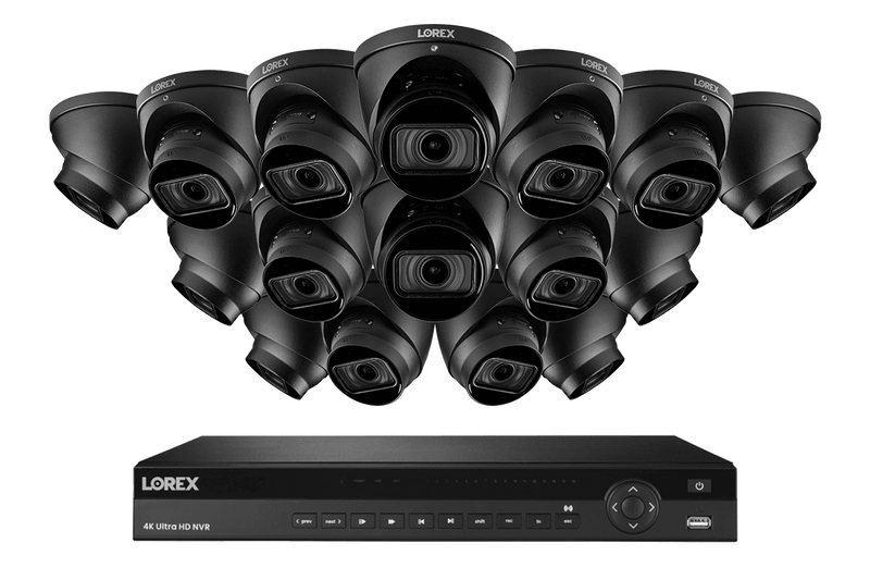 16-Channel Nocturnal NVR System with Sixteen 4K (8MP) Smart IP Optical Zoom Dome Security Cameras with Real-Time 30FPS Recording and Listen-in Audio