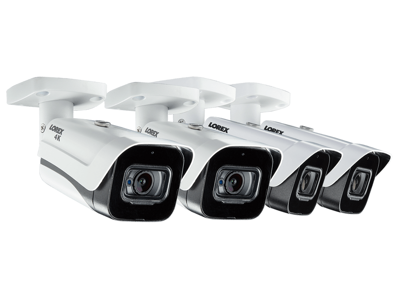 4K (8MP) Ultra HD Outdoor Metal Security Cameras with Audio & 150ft Color Night Vision (4-Pack)