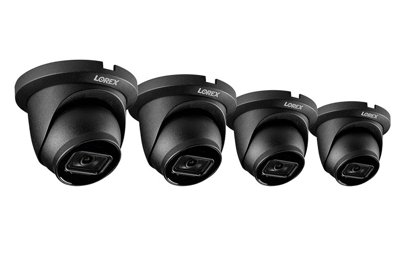 4K (8MP) Smart IP Black Dome Security Camera with Listen-in Audio and Real-Time 30FPS Recording (4-pack)