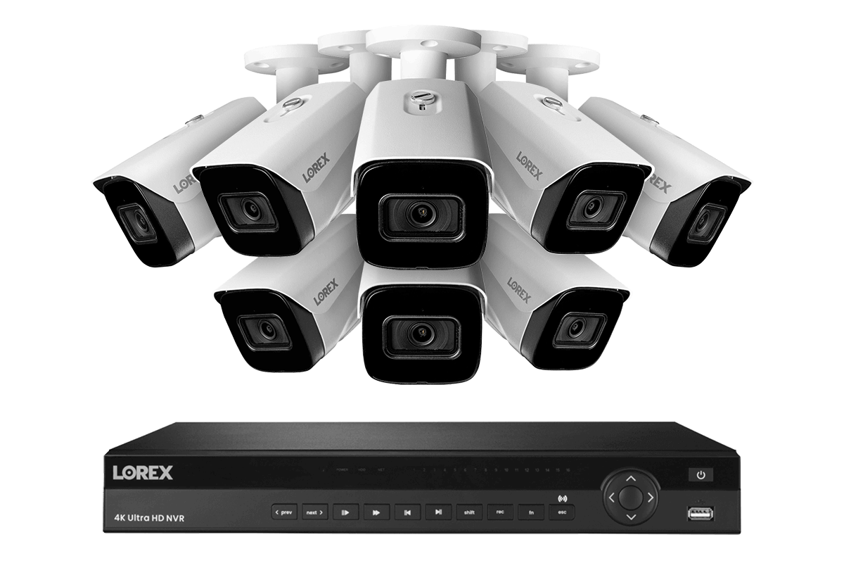 Lorex 4K (16 Camera Capable) 4TB Wired NVR System with Nocturnal 3 Smart IP Bullet Cameras with Listen-In Audio and 30FPS