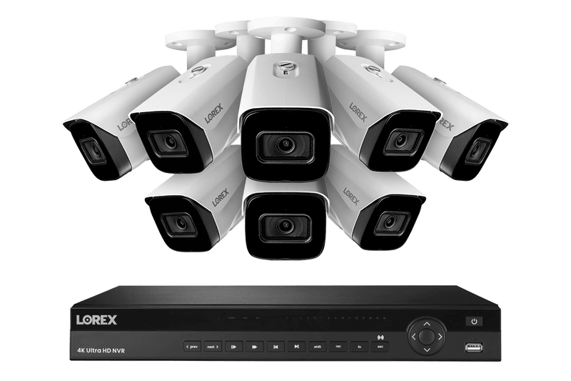 Lorex 4K (16 Camera Capable) 4TB Wired NVR System with Nocturnal 3 Smart IP Bullet Cameras with Listen-In Audio and 30FPS