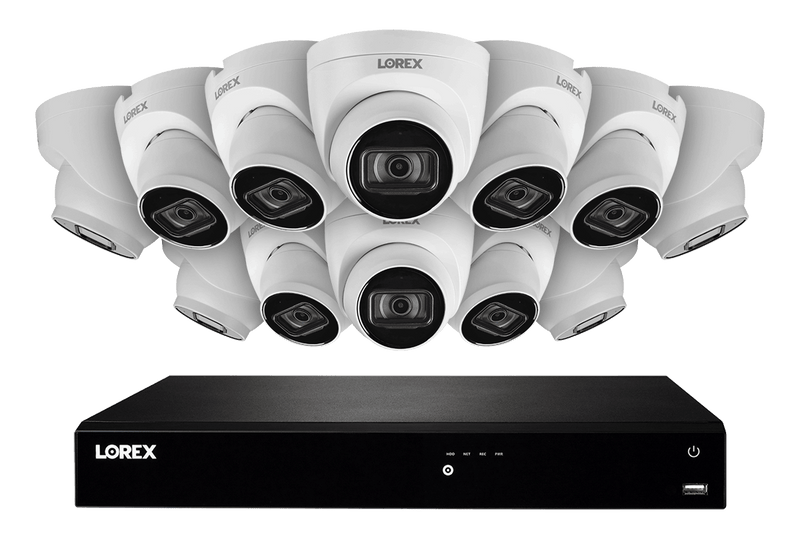 16-Channel Fusion NVR System with Twelve 4K (8MP) IP Dome Cameras and Listen-In Audio