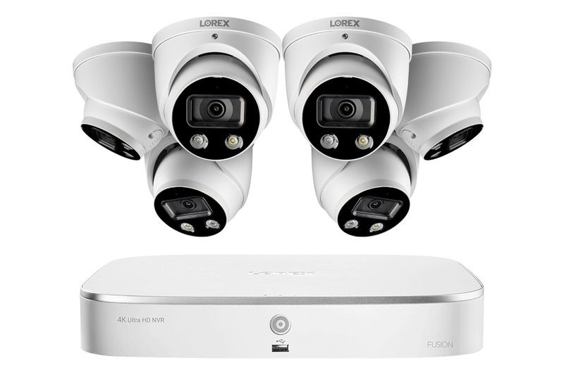 4K Ultra HD 8-Channel Fusion NVR System with 6 Smart Deterrence IP Audio Dome Cameras