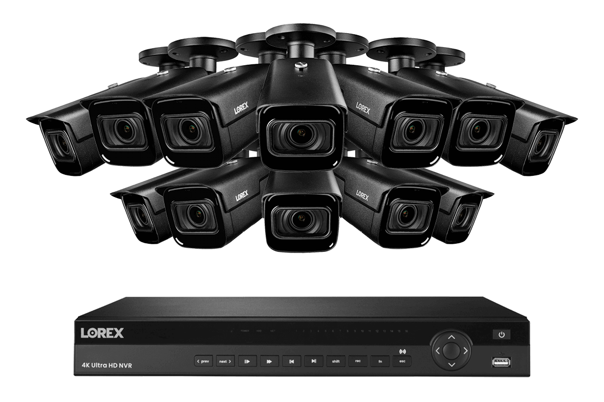 4K Nocturnal IP NVR System with 16-channel NVR and Twelve 4K Smart IP Optical Zoom Security Cameras with Real-Time 30FPS Recording