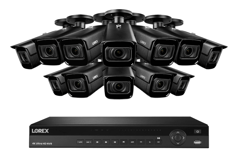 4K Nocturnal IP NVR System with 16-channel NVR and Twelve 4K Smart IP Optical Zoom Security Cameras with Real-Time 30FPS Recording