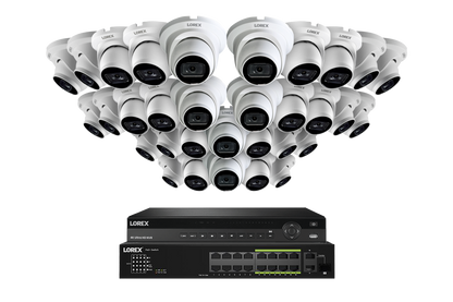 Lorex 4K (32 Camera Capable) 8TB Wired NVR System with Nocturnal 3 Smart IP Dome Cameras Featuring Listen-In Audio and 30FPS Recording