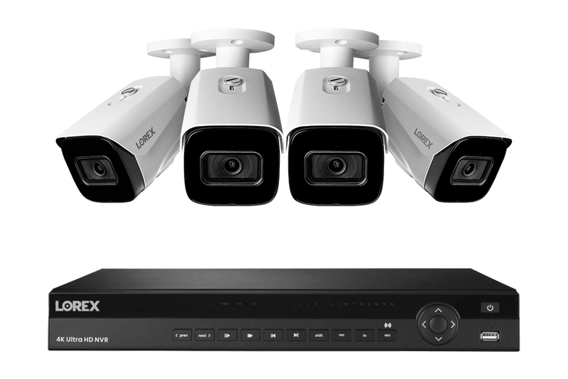Lorex 4K (16 Camera Capable) 4TB Wired NVR System with Nocturnal 3 Smart IP Bullet Cameras with Listen-In Audio and 30FPS
