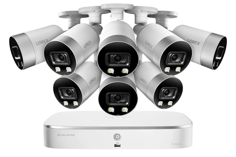 4K Ultra HD 8-Channel IP Security System with 8 Smart Deterrence 4K (8MP) Cameras, Smart Motion Detection and Smart Home Voice Control