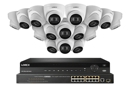 32-Channel NVR System with 4K (8MP) IP Dome Cameras with Listen-In Audio