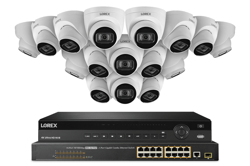 32-Channel NVR System with 4K (8MP) IP Dome Cameras with Listen-In Audio