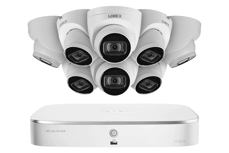 8-Channel NVR System with Eight 4K (8MP) IP Dome Cameras with Listen-In Audio