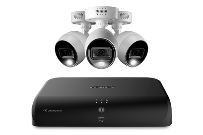 Lorex 4K (8 Camera Capable) 2TB Wired DVR System with 3 Active Deterrence Bullet Cameras