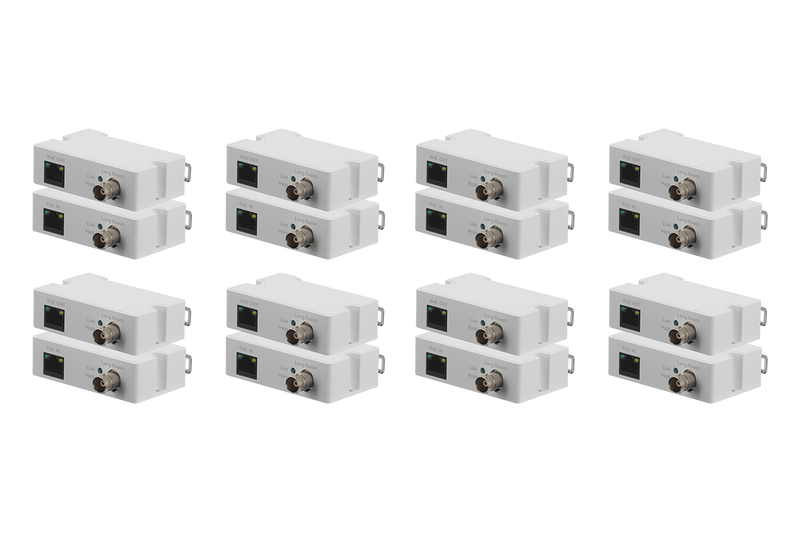 Coaxial to Ethernet Converter for PoE Cameras (Bundle, 8-pack)