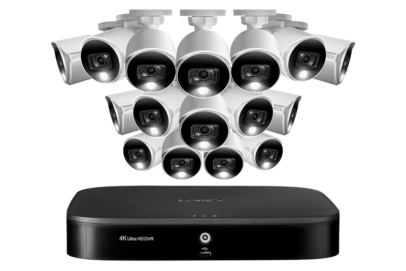 16-Channel 4K Security System with 16 Active Deterrence 4K (8MP) Cameras