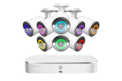 Lorex Fusion 4K 16-Channel 2TB Wired NVR System with Bullet Cameras Featuring Smart Security Lighting