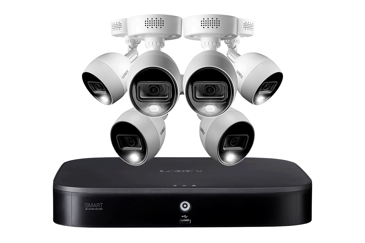 Lorex 4K 2TB Wired Security System with 6 Active Deterrence Cameras Control