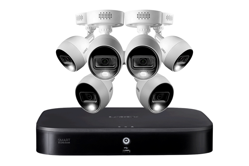 Lorex 4K 2TB Wired Security System with 6 Active Deterrence Cameras Control