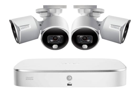 4K Ultra HD Security System with Four 4K (8MP) Active Deterrence Cameras featuring Smart Motion Detection and Smart Home Voice Control