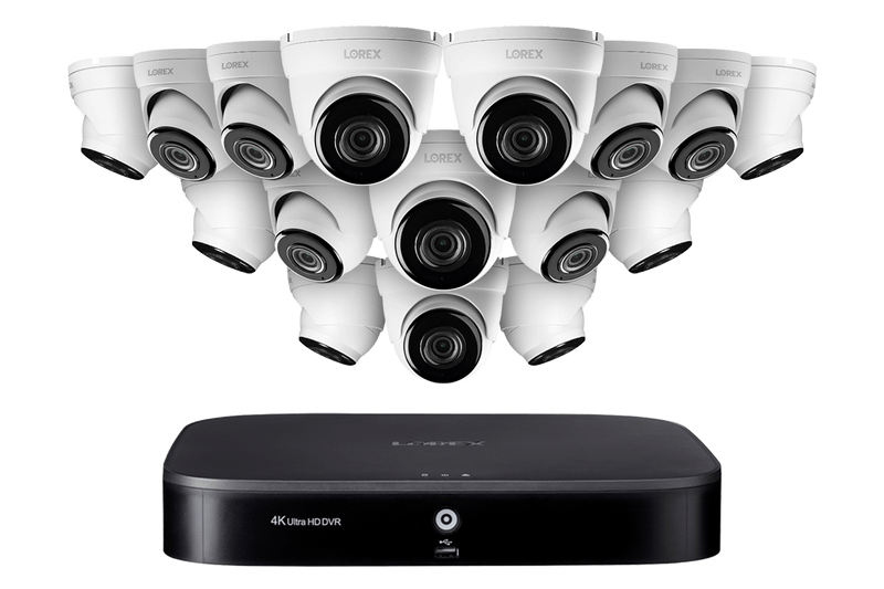 4K Ultra HD 16-Channel Security System with Sixteen 4K (8MP) Dome Cameras, Advanced Motion Detection and Smart Home Voice Control