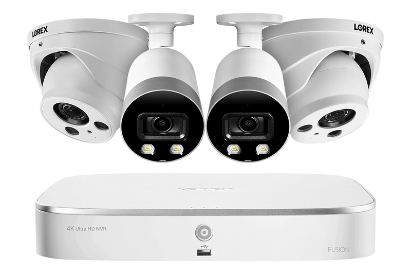 4K Ultra HD 8-Channel IP Security System with Two 4K (8MP) Smart Deterrence and Two 4K (8MP) Motorized Varifocal Dome Cameras