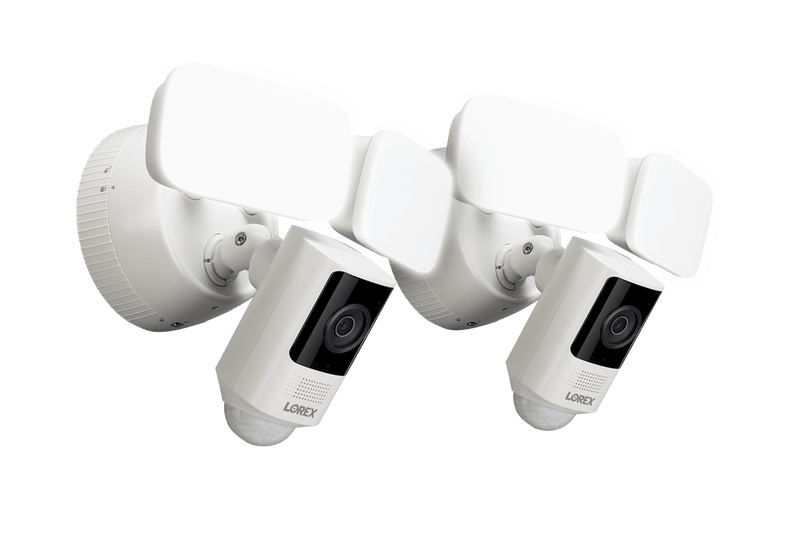 Lorex 2K Wired Floodlight Security Camera - White (Two Pack)