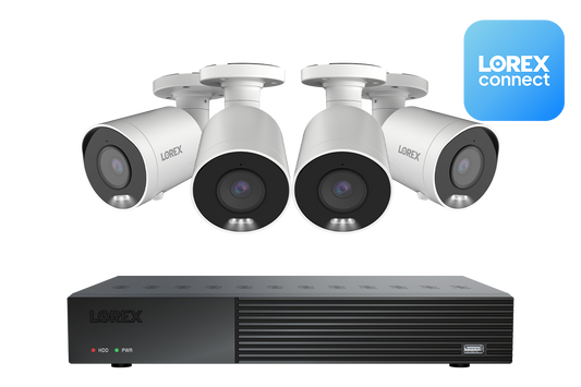 Lorex Connect 4K 8 Camera Capable 1TB Wired NVR System with 4K IP Bullet Security Cameras
