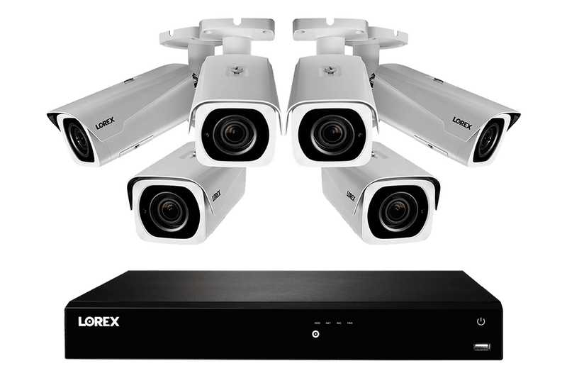 4K Nocturnal IP NVR System with Six 4K (8MP) IP Motorized Varifocal White Metal Cameras