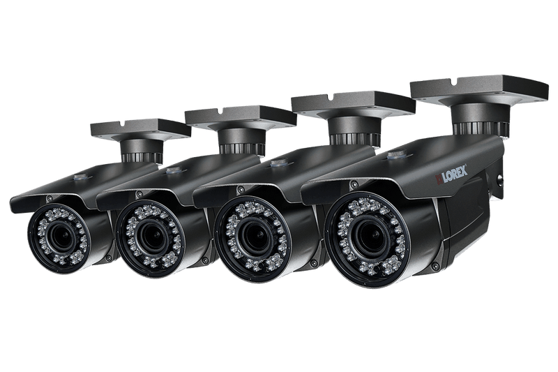 1080p HD Security Bullet Cameras with Motorized Varifocal Zoom Lenses and 3x Optical Zoom (4-pack)