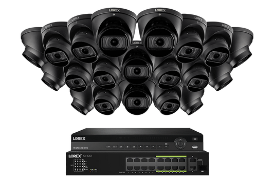 Lorex 4K (32 Camera Capable) 8TB Wired NVR System with Nocturnal 3 Smart IP Dome Cameras Featuring Motorized Varifocal Lens and 30FPS Recording