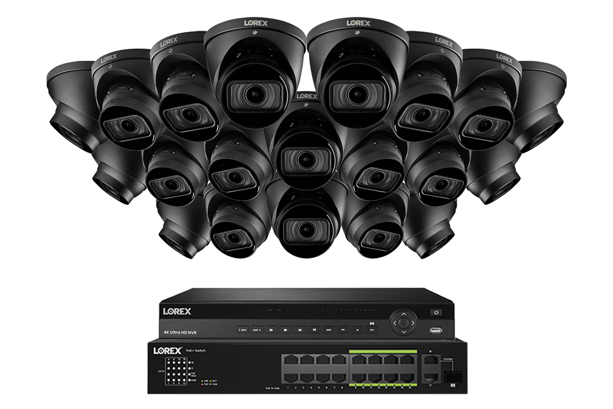 Lorex 4K (32 Camera Capable) 8TB Wired NVR System with Nocturnal 3 Smart IP Dome Cameras Featuring Motorized Varifocal Lens and 30FPS Recording