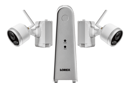 1080p Wireless camera system with 2 battery operated  wire-free cameras, 65ft night vision, mic and speaker for two way audio, No Monthly Fees