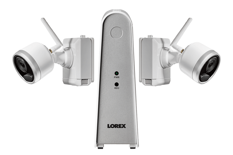 1080p Wireless camera system with 2 battery operated  wire-free cameras, 65ft night vision, mic and speaker for two way audio, No Monthly Fees