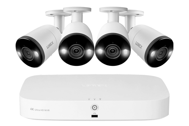 4K 8-channel 3TB Wired NVR System with 4 Smart Deterrence Cameras