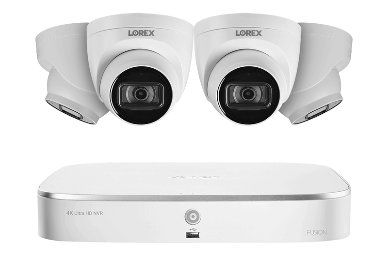 Lorex Fusion 4K 16-Channel (8 Wired + 8 Wi-Fi) NVR System with Dome Cameras featuring Listen-In Audio - White 4