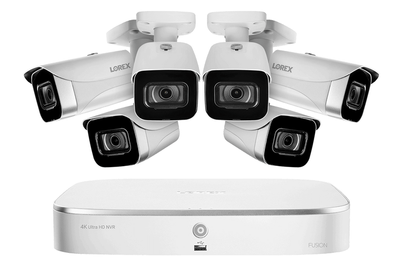 8-Channel Fusion NVR System with Six 4K (8MP) IP Cameras
