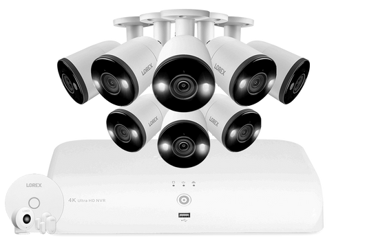 Lorex 4K (8 Camera Capable) Smart Deterrence Wired NVR Security System with Fusion Capabilities, Smart Motion Detection Plus and Smart Sensor Kit