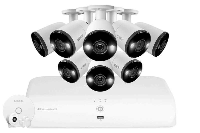Lorex 4K (8 Camera Capable) Smart Deterrence Wired NVR Security System with Fusion Capabilities, Smart Motion Detection Plus and Smart Sensor Kit