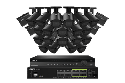 Lorex NVR with A20 (Aurora Series) IP Bullet Cameras - 4K 32-Channel 8TB Wired System - Black 24