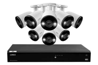 Lorex 4K (16 Camera Capable) 3TB Wired NVR System with 8 Smart Deterrence Bullet Cameras